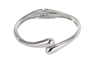 Bracelets: Stainless Steel Spring Bangle Narrow Silver