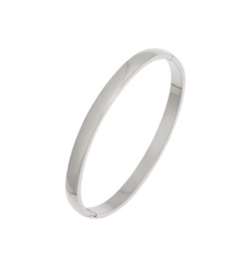 Stainless Steel Bangle 6mm Wide With Opening Clasp Silver