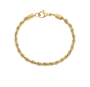 Stainless Steel Rope Chain Bracelet Gold