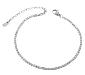 Bracelets: Stainless Steel Tennis Bracelet Silver