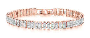 Beautiful Copper Tennis Bracelet With Cubic Zirconia Rose Gold