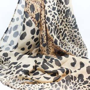 Chiffon Leopard Print Scarfe Coffee Large