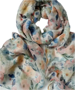 Floral Scarfe Shawl Dusty Pink And Green