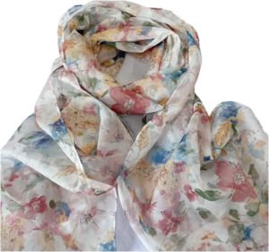 Floral Scarfe Shawl Blue Pink Green