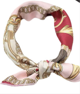 Square Satin Scarfe Hot Pink Light Pink With Chain Design