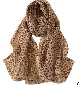 Scarves: Brown Animal Print Chiffon Scarfe