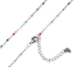 Stainless Steel Silver Beaded Chain Bracelet Multicolour