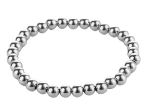 Stainless Steel 6mm Beaded Bracelet Silver