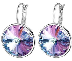 Crystal Earrings: Lilac Crystal Hoop Earrings Silver
