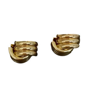 Interweaving Knot Metal Clip On Earrings Gold