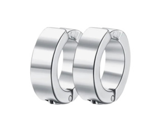 Stainless Steel Hoop Clip On Earrings Silver