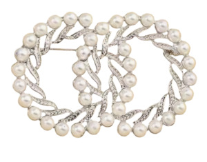 Brooches: Double Ring Pear Brooch Silver