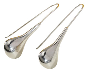 Metal Earrings: Long Hoop Needle Teardrop Earring Copper Silver
