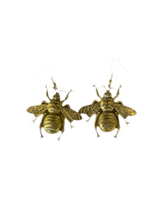 Metal Earrings: Bee Hook Earrings Gold