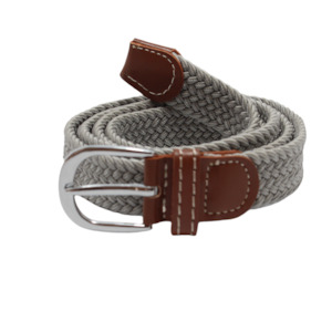 Unisex Elastic Stretch Mesh Belt With Brown Trim Grey 110cm
