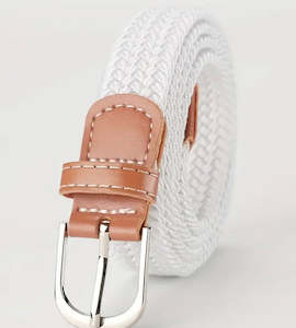 Belts: Unisex Stretch Mesh Belt White 105cm