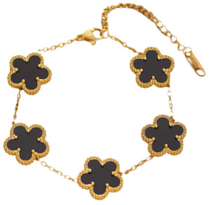 Flower Clover Stainless Steel Bracelet Gold Black