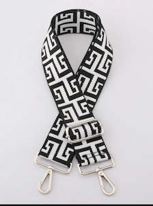 Crossbody Shoulder Handbag Strap: Crossbody Shoulder Handbag Wide Strap Black And White Gometric Pattern