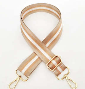 Crossbody Shoulder Handbag Wide Strap Rose Gold Cream And Beige