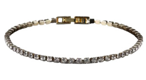 Stainless Steel Tennis Bracelet With Cubic Zirconia Gold