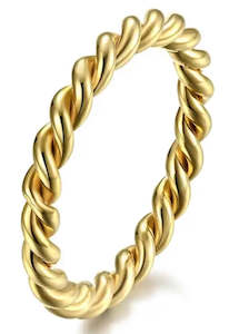 Stainless Steel Rings: Stainless Steel Ring Twisted Band Gold Size 19