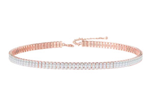 Necklaces: Copper Cubic Zirconia Necklace Rose Gold