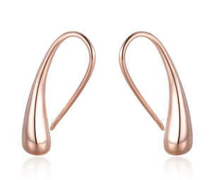 Earrings: Copper Teardrop Dangle Hook Earring Rose Gold  Plated