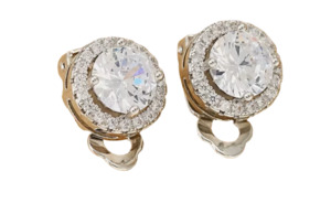 All: Round Clear Stone clip On Earrings Silver