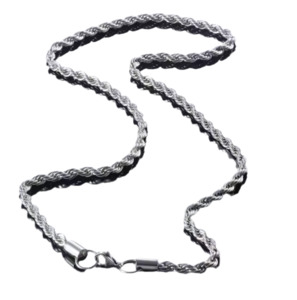 Necklaces: Stainless Steel Rope Necklace Silver 5mm