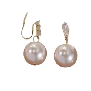 Simulated Pearl Drop Crystal Clip On Earrings Gold 12mm Pearl