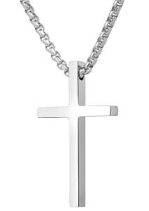 Necklaces: Small Stainless Steel Cross Silver