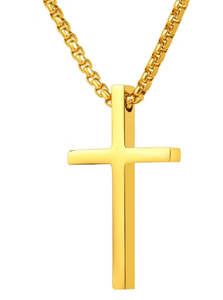 Necklaces: Small Stainless Steel Cross Gold