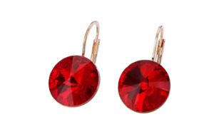 Large Red Crystal Drop Earring Rose Gold