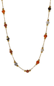 Stainless Steel Coloured Stone Chain Necklace Gold