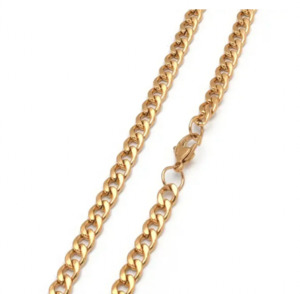 Curb Stainless Steel Necklace Chain Gold 70cm