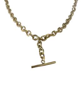 Stainless Steel Gold Belcher Chain Necklace With T Bar