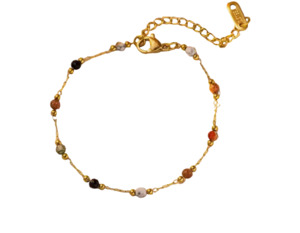 Stainless Steel Coloured Stone Chain Bracelet Gold
