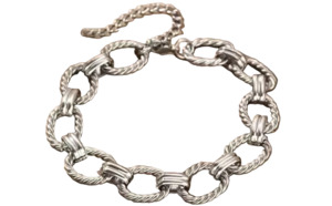 Bracelets: Chunky Stainless Steel Open Link Bracelet Silver