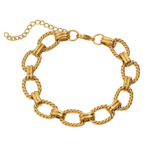 Chunky Stainless Steel Open Link Bracelet Gold
