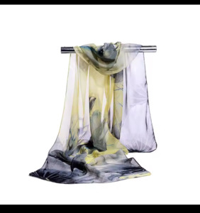 Scarves: Chiffon Scarfe Grey/Green