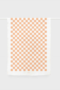 Gift Homeware: Lettuce Peach Checkers Tea Towel