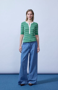 Last Ones: Modström Medium Green Stripe Pacifico MD SS Polo Top