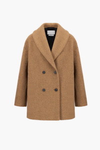 Harris Wharf: Harris Wharf Teddy Brown Boucle Shawl DB Coat