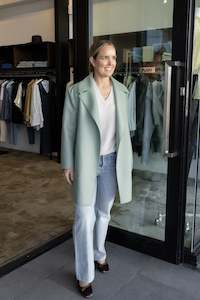 Harris Wharf: Harris Wharf Sage Green Light Pressed Wool Short Trench