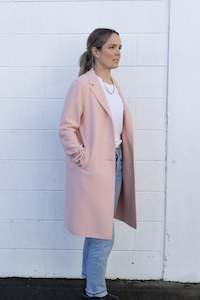 Harris Wharf Powder Rose Pressed Wool Boxy Light Coat