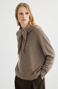 Scarves: Laing Cocoa Marle Cashmere Triangle Scarf