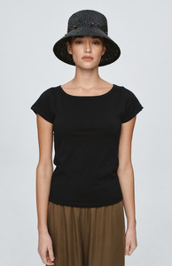 Womens New Arrivals: Marle Black Raffia Avia Hat