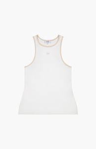 Rebe White + Taupe Cotton Vest