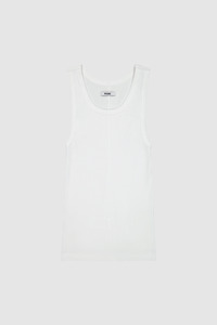 REBE White Ribbed Tank Top
