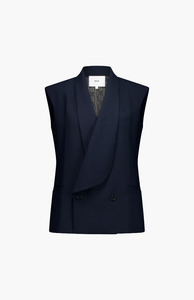 Rebe Navy Lapal Long Vest